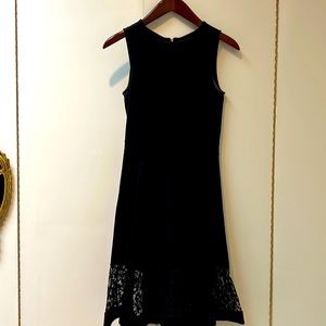 French Connection Lace Detail Black Mini Dress Size 4